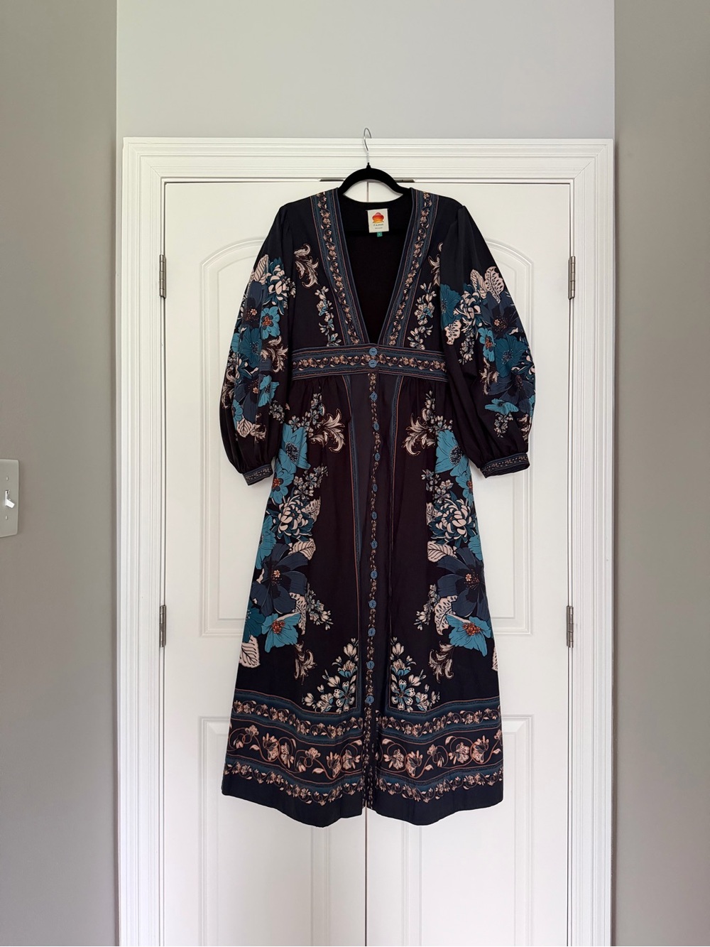Bohemian Navy Floral V-Neck Maxi Dress - Picture 6 of 10